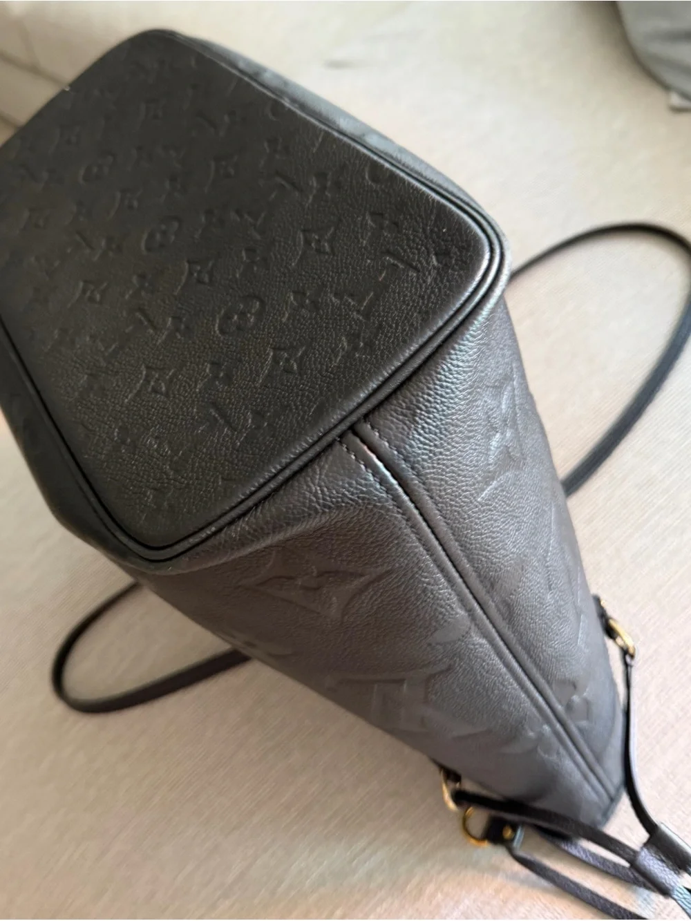 Louis Vuitton Black Embossed Monogram Leather  Neverfull